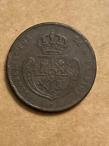 1850 Spain 1/2 Real Rare PA - Picture 1 of 2