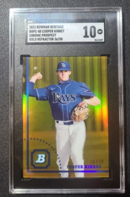 2022 BOWMAN HERITAGE - COOPER KINNEY CHROME GOLD REFRACTOR /50 - RAYS SGC 10 - Image 1 of 2