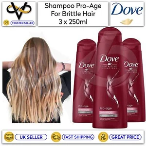 3 x Dove Pro Age Shampoo For Brittle Hair 250ml Hair Therapy Nutritive Solutions - Picture 1 of 1