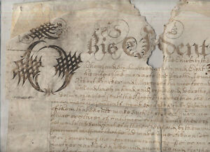 1698 THORPE HALL "MOYER"  SUFFOLK LARGE INDENTURE DEED DATED 1690 WAX SEALS POOR