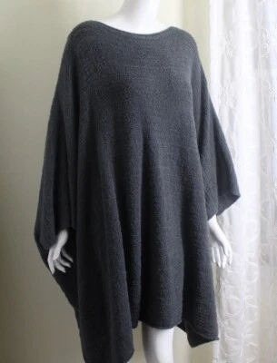 AMAZING Eskandar Sz 1 GRAY 42L PEBBLED Heavy Cashmere Long Kaftan Tunic Sweater - Image 1 of 4