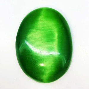 Piedra preciosa suelta certificada ojo de gato natural verde hoja cabujón 32x24 mm - Imagen 1 de 4