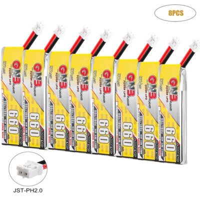 8Pcs 660mAh 3.8V 1S LiPo Battery JST-PH2.0 Connector for Micro FPV Racing Drone - Image 1 of 4