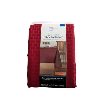 New Solid Red Mainstays Fabric Rectangle Tablecloth 52 in x 70 in - Image 1 of 2