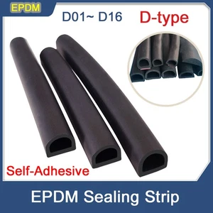 EPDM Rubber Foam Sealing Strip D-Type Hollow Self-Adhesive Weather Stripping - Picture 1 of 20