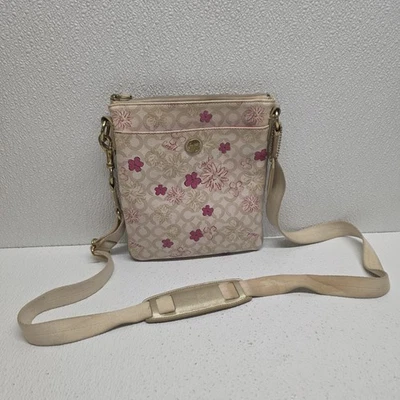 Coach 45047 Waverly Flower Floral PVC Crossbody Swingpack Cream Tan Pink - Read - Image 1 of 4