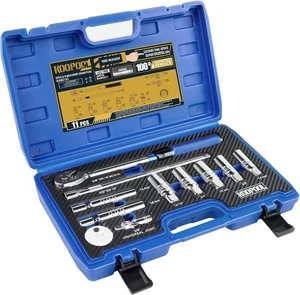 11pc Magnetic Spark Plug Socket Set, 3/8" Click Torque Wrench, blue  - Bild 1 von 7