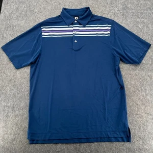 Foot Joy Poloshirt Herren L blau gestreift Kurzarm Golf Stretch Performance - Bild 1 von 9