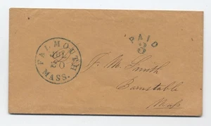 1850s Falmouth MA stampless black cDS, paid 3 in arc rate handstamp [6986.754] - Picture 1 of 3