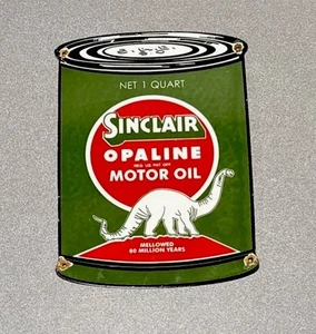 VINTAGE 12” SINCLAIR DINOSAUR CAN PORCELAIN SIGN GAS OIL CAR TRUCK MOTORCYCLE - Picture 1 of 2