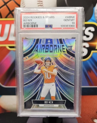 2024 Panini Rookies and Stars Bo Nix Airborne Silver RC PSA 10 Rookie Card - Image 1 of 3