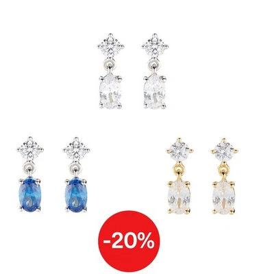 Orecchini donna argento 925 Pendenti piccoli con zirconi ovali Amen - Immagine 1 di 2