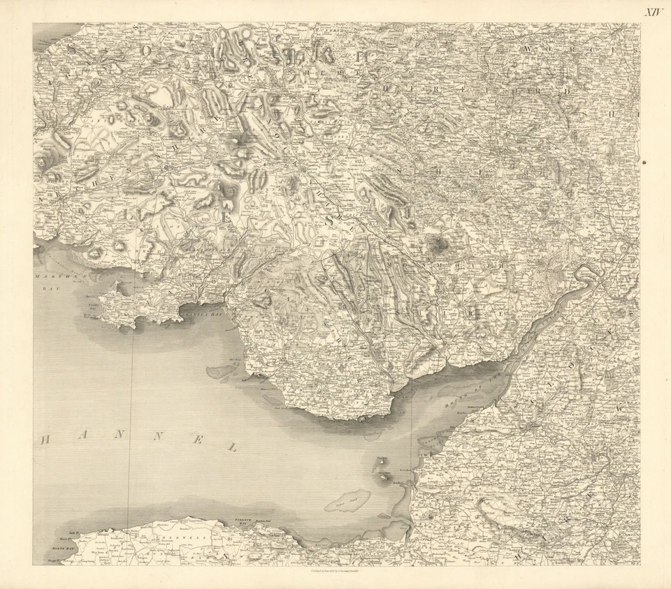 #14 Gales del Sur y Estuario de Severn. Costa de Somerset. Stockdale 1809 mapa antiguo Foto 1 de 1