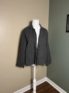 Eileen Fisher Jacket Womens Large Black Organic Cotton Hemp Smock Boxy - Picture 1 of 8