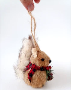 Vintage rustikales Eichhörnchen Weihnachtsschmuck realistisch Echtfell Volkskunst - Bild 1 von 7
