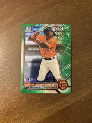 2022 Bowman Chrome “Green MOJO Refractor” Aeverson Arteaga Rookie Card #BCP-82 - Image 1 of 4