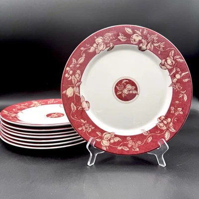 Waverly сад комнаты фрукты туалет 11» обеденные тарелки комплект/8 красный белый Columbia - Изображение 1 из 4