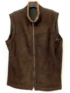 Zegna Sport Real suede leather Waistcoat mens XL brown Ermenegildo Zegna Gilet - Picture 1 of 12