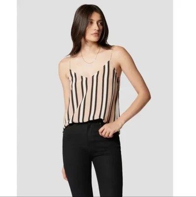 Equipment Mujer S Pequeña Layla Beige Negro Rayas 100% Seda Camisola Tirantes Foto 1 de 4