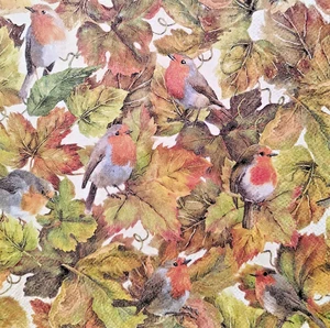Red Robins | Fall Foliage | Thanksgiving | Paper Napkins | Pack Of 20 | - Picture 1 of 2