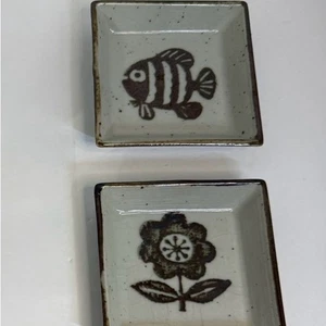 Vintage OTAGIRI Fisch und Blume Steinzeug Soja Schale - Bild 1 von 2