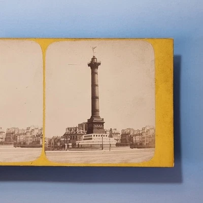 Paris Stereoview 3D C1870 Real Photo France Colonne Juillet Bastille Plc - Image 1 of 3