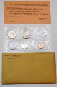 1962 Proof Set US Mint con busta/COA 5 monete bianco ghiaccio/rosso brillante PQ #S128 - Foto 1 di 5