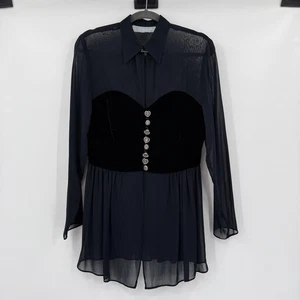 Vintage Dorothy Schoelen Damen Samt Top Größe M Schwarz Witchy Whimsigoth Y2K - Bild 1 von 15