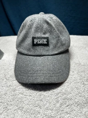 Victoria’s Secret “PINK” 灰色羊毛棒球帽 均码 背带 带标志 — 第 1/2 张图片