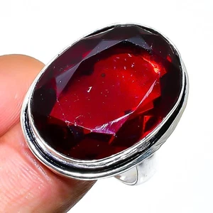 Mozambique Garnet Gemstone Handmade 925 Sterling Silver Jewelry Ring Size 9 - Picture 1 of 2
