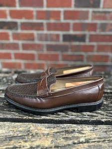 Hitchcock Weite Schuhe für Herren Kroko Mokassin Braun Leder Penny Loafer Gr. 11 5E G8 - Bild 1 von 12
