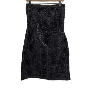 NEW Nasty Gal Size 10 Textured Velvet Cupped Bodycon Dress Strapless LBD - Picture 1 of 7