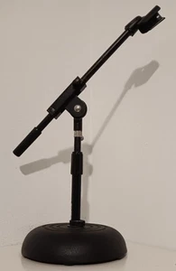 Proline MS112BK Desk Boom Microphone Stand Heavy Round Base & Shure Mic Clip - Picture 1 of 3