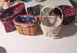 Lot of 5. 3 longerberger baskets and 2 fabric liners. See Photos - Picture 1 of 10