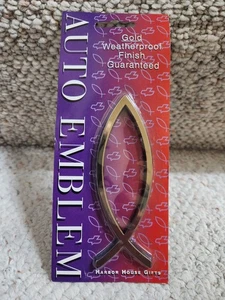 Auto Emblem - Religious Fish 'Gold' Color - 5" long - by Harbor House Gifts! New - Foto 1 di 8