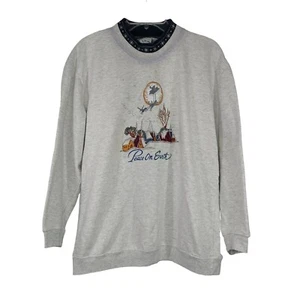 Vintage Bobbie Brooks Christmas Sweatshirt Women Size XL Heather Gray FLAW - Picture 1 of 7