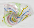 Vintage Murano Italy Latticino Hand Blown Art Glass Lutz Aventurine Candy Ribbon