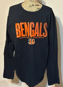 New Mens Cincinnati Bengals Long Sleeve Tee Shirt XL Black/Orange Logo  E3 - Picture 1 of 6