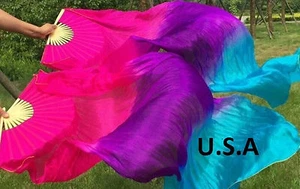 Seidenfächer Schleier Bauchtanz 100 % Seide schneller Versand USA Store KOSTENLOSE HÜLLE - Bild 1 von 2