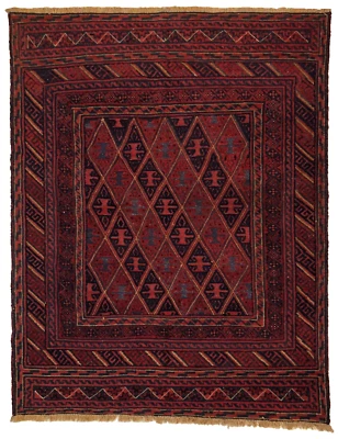 193 x 148 cm | Vintage Handmade Afghan Carpet Mushwani Red Oriental Wool Rug - Image 1 of 4