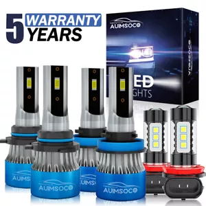 Combo 9005+H11+H11 LED Headlight High/Low Beam Fog Light Bulbs KIT 10000K White - Picture 1 of 19