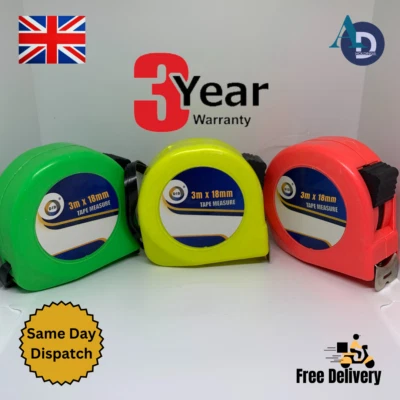 3M Heavy Duty Retractable Tape Measure Durable Power Grip Lock Measuring 10FT UK