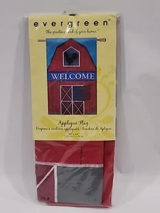 Evergreen Willkommen Applikation Flagge 28" x 44" rot Scheune mit Hahn Bauernhaus Dekor - Bild 1 von 23