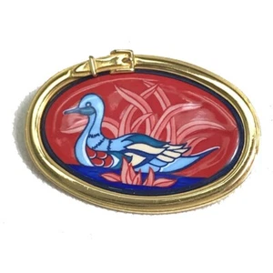 HERMES Bird bird motif Emile Brooch Metal Gold x Red - Picture 1 of 7