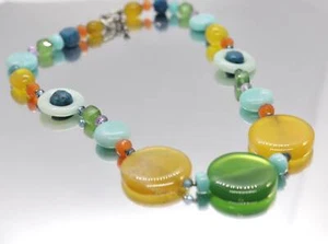Laura Gibson Necklace. Gibson Sterling Silver Amazonite Dangling Candy multi-gem - Picture 1 of 7