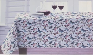 In/Outdoor Printed Fabric Tablecloth, 60"x84" Oblong, COLORFUL BUTTERFLIES, C+C - Picture 1 of 17