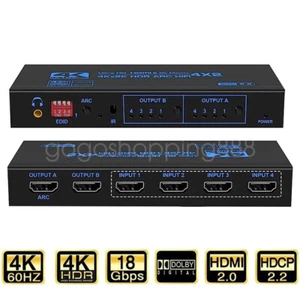 HDMI Matrix Switch 4x2 Full HD 4K 1080P 4 In 2 Out HDMI Switch Distributor NEW - Picture 1 of 15