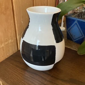Bitossi Vase Made in Italy Black and White Seta Pottery Abstract Blur - Picture 1 of 8