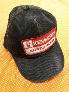 Vintage 1980's Kenworth Seattle Plant employee corduroy snapback trucker cap hat - Picture 1 of 12