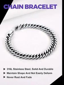 High Quality Bracelet for Men Cuban Link Chain Stainless Steel Classic Jewelry - Picture 1 of 6